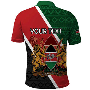 Personalised Kenya Polo Shirt Flag Style - African Pattern