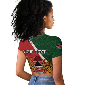 Personalised Kenya Raglan Cropped T shirt Flag Style - African Pattern