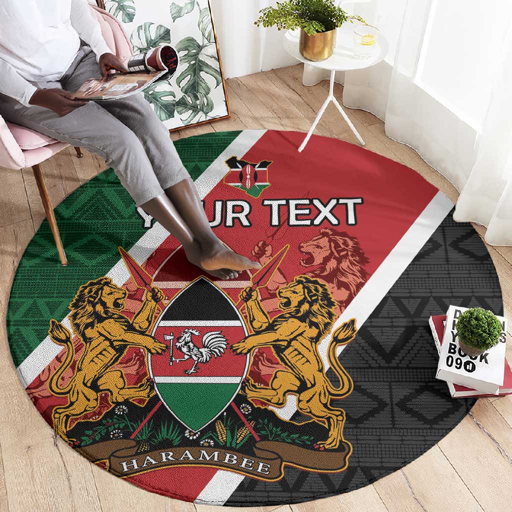 Personalised Kenya Round Carpet Flag Style - African Pattern