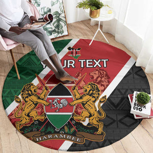 Personalised Kenya Round Carpet Flag Style - African Pattern