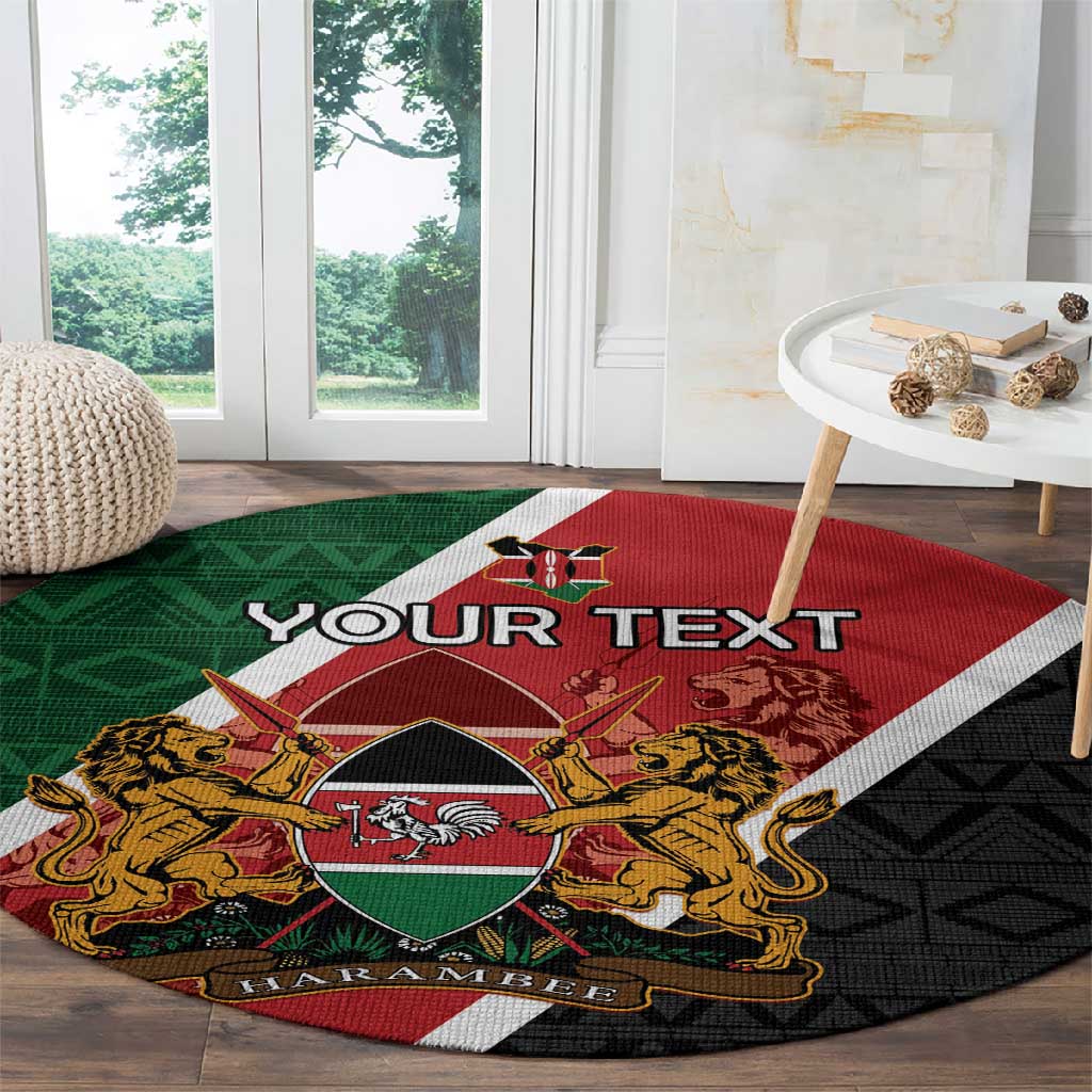 Personalised Kenya Round Carpet Flag Style - African Pattern