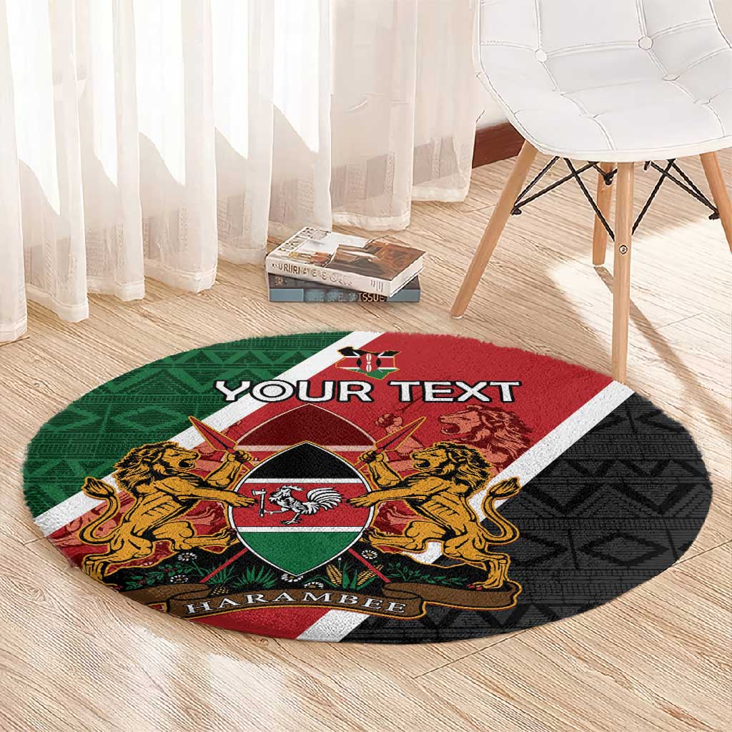 Personalised Kenya Round Carpet Flag Style - African Pattern