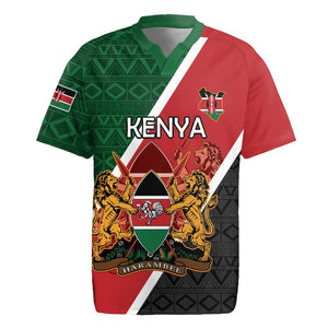 Personalised Kenya Rugby Jersey Flag Style - African Pattern