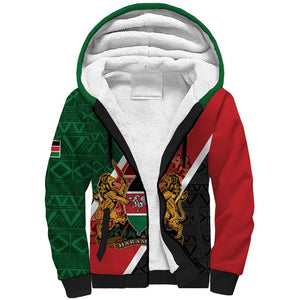 Personalised Kenya Sherpa Hoodie Flag Style - African Pattern