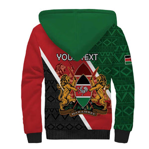 Personalised Kenya Sherpa Hoodie Flag Style - African Pattern