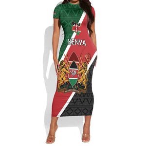 Personalised Kenya Short Sleeve Bodycon Dress Flag Style - African Pattern LT15