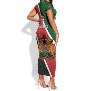Personalised Kenya Short Sleeve Bodycon Dress Flag Style - African Pattern LT15