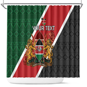 Personalised Kenya Shower Curtain Flag Style - African Pattern