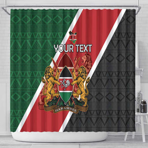 Personalised Kenya Shower Curtain Flag Style - African Pattern