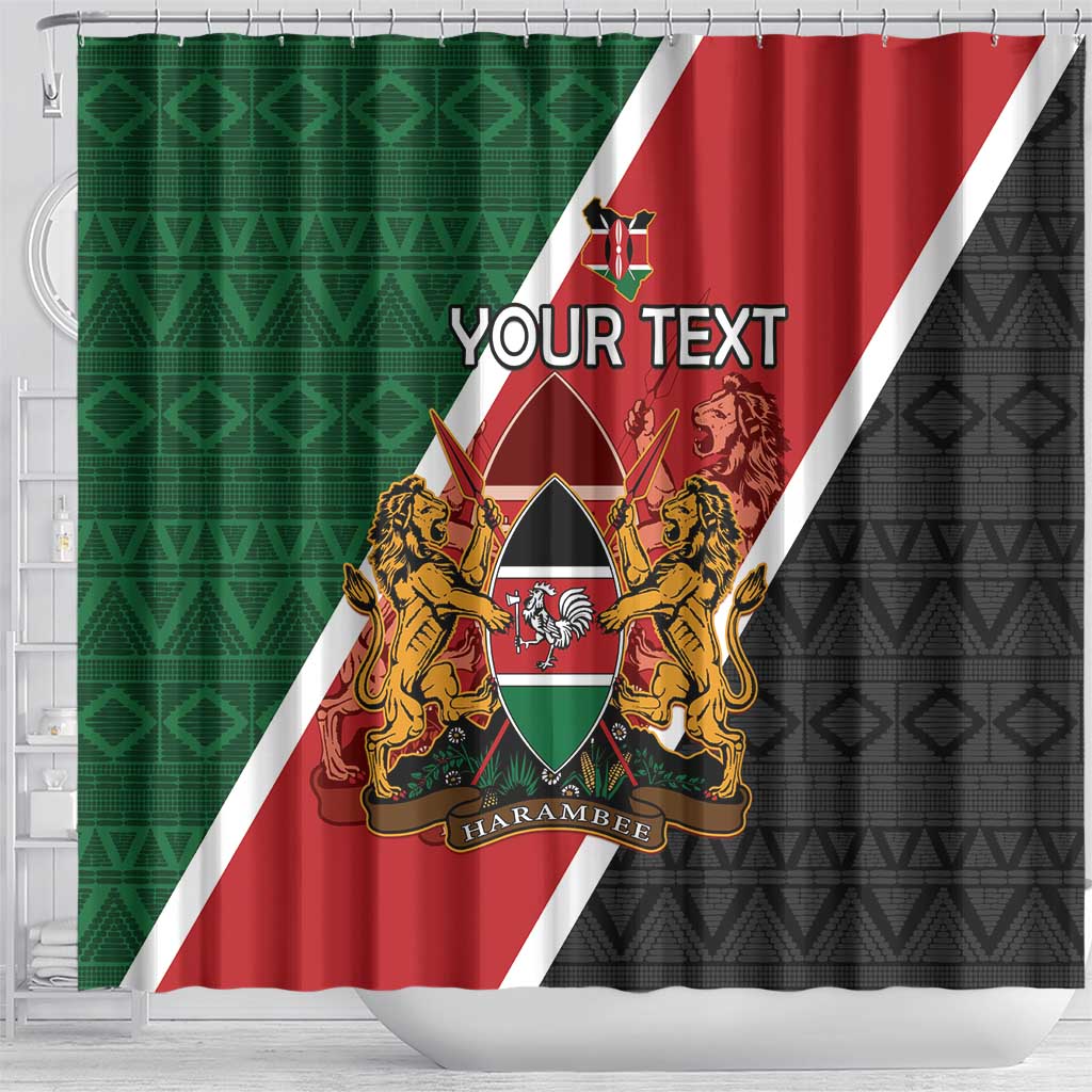 Personalised Kenya Shower Curtain Flag Style - African Pattern
