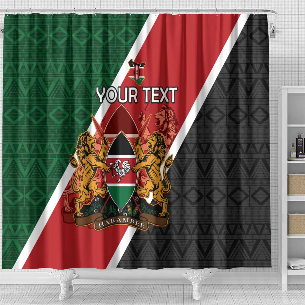 Personalised Kenya Shower Curtain Flag Style - African Pattern
