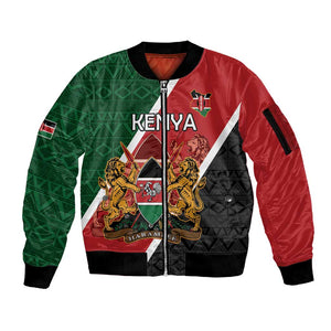 Personalised Kenya Sleeve Zip Bomber Jacket Flag Style - African Pattern