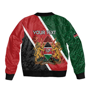 Personalised Kenya Sleeve Zip Bomber Jacket Flag Style - African Pattern