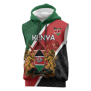 Personalised Kenya Sleeveless Hoodie Flag Style - African Pattern - African Pride