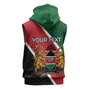 Personalised Kenya Sleeveless Hoodie Flag Style - African Pattern - African Pride