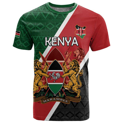 Personalised Kenya T shirt Flag Style - African Pattern