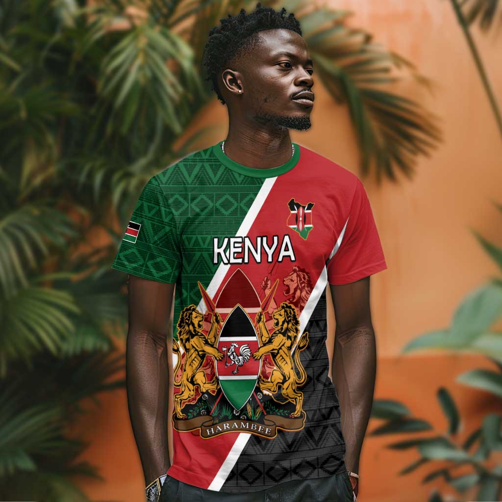 Personalised Kenya T shirt Flag Style - African Pattern