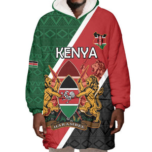 Personalised Kenya Wearable Blanket Hoodie Flag Style - African Pattern
