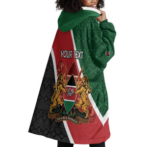 Personalised Kenya Wearable Blanket Hoodie Flag Style - African Pattern