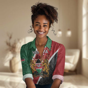 Personalised Kenya Women Casual Shirt Flag Style - African Pattern LT15