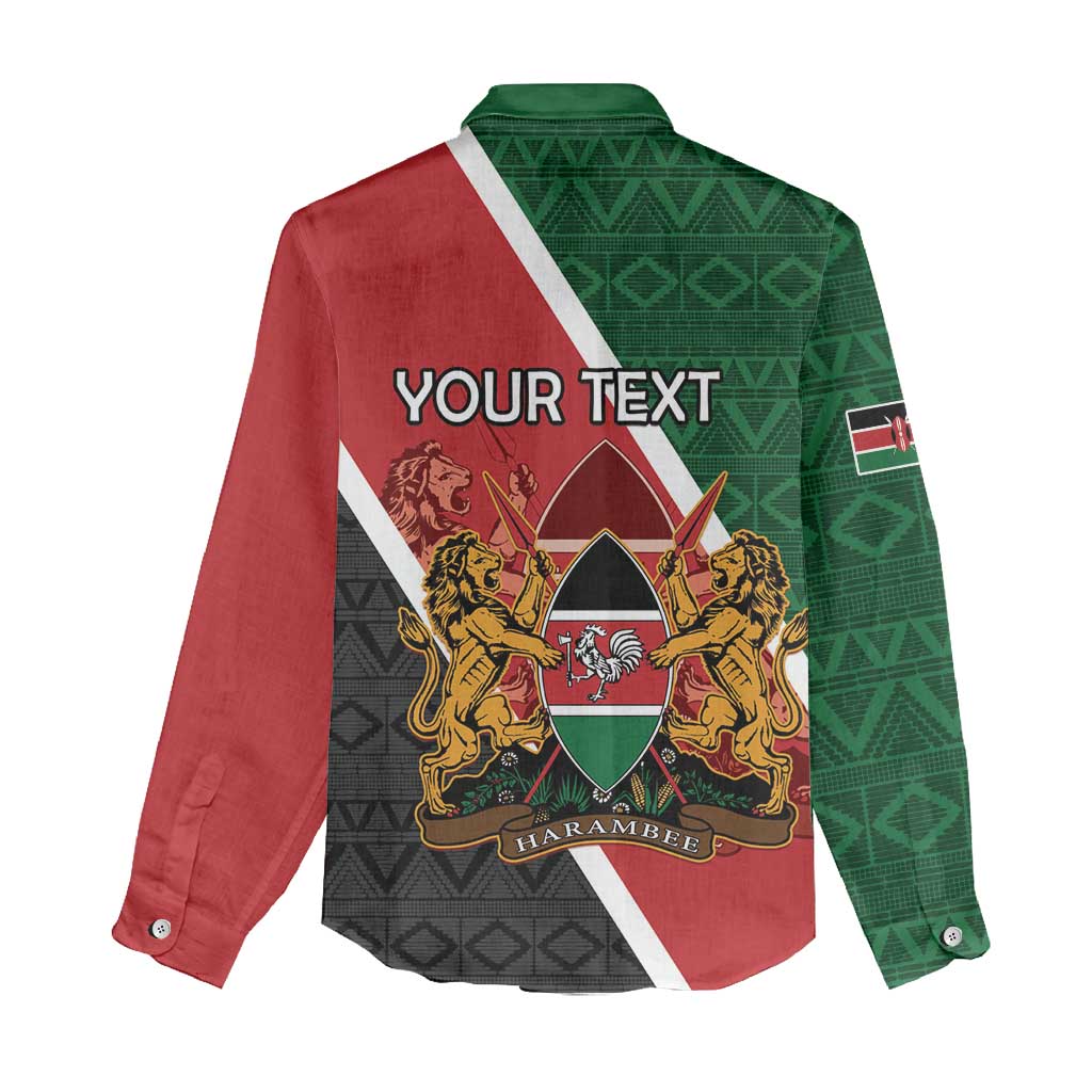 Personalised Kenya Women Casual Shirt Flag Style - African Pattern LT15