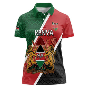 Personalised Kenya Women Polo Shirt Flag Style - African Pattern