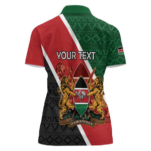Personalised Kenya Women Polo Shirt Flag Style - African Pattern