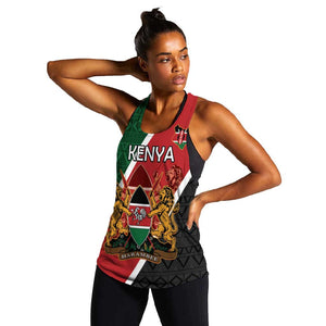Personalised Kenya Women Racerback Tank Flag Style - African Pattern