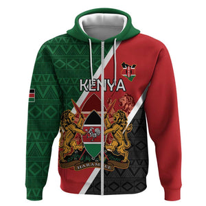 Personalised Kenya Zip Hoodie Flag Style - African Pattern