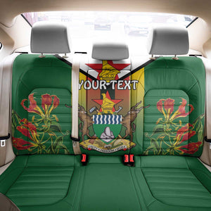 Personalised Zimbabwe Independence Day Back Car Seat Cover Coat Of Arms Fire Lilies
