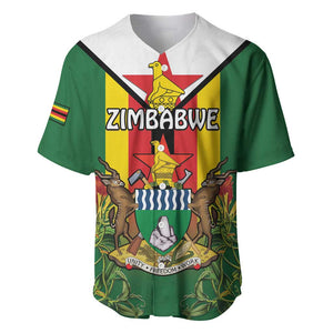 Personalised Zimbabwe Independence Day Baseball Jersey Coat Of Arms Fire Lilies