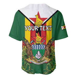 Personalised Zimbabwe Independence Day Baseball Jersey Coat Of Arms Fire Lilies