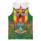 Personalised Zimbabwe Independence Day Basketball Jersey Coat Of Arms Fire Lilies - African Pride