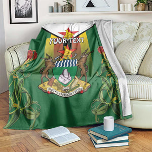 Personalised Zimbabwe Independence Day Blanket Coat Of Arms Fire Lilies