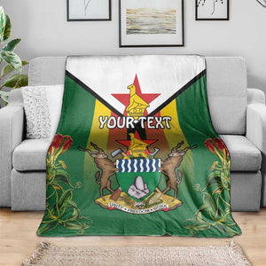 Personalised Zimbabwe Independence Day Blanket Coat Of Arms Fire Lilies