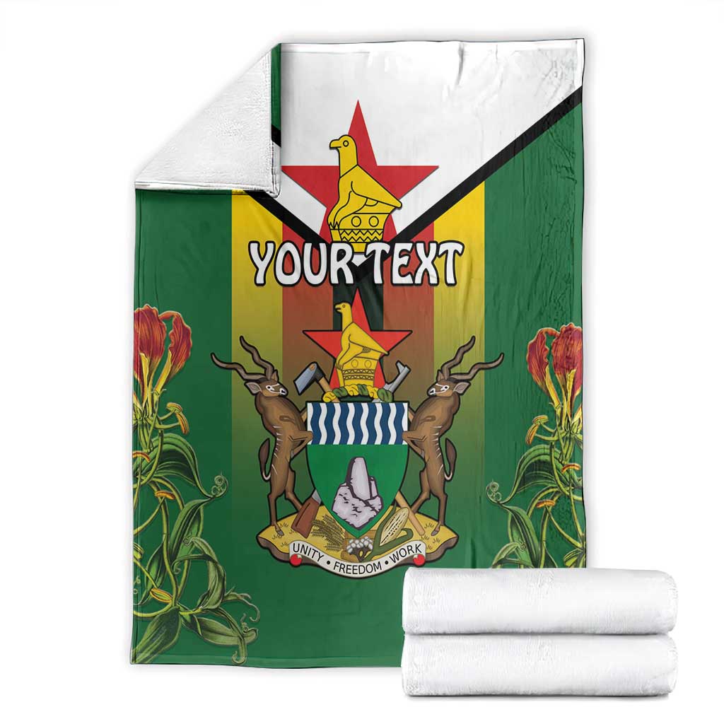 Personalised Zimbabwe Independence Day Blanket Coat Of Arms Fire Lilies