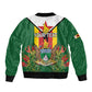 Personalised Zimbabwe Independence Day Bomber Jacket Coat Of Arms Fire Lilies