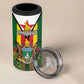 Personalised Zimbabwe Independence Day 4 in 1 Can Cooler Tumbler Coat Of Arms Fire Lilies