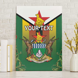 Personalised Zimbabwe Independence Day Canvas Wall Art Coat Of Arms Fire Lilies