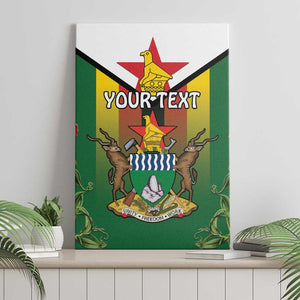 Personalised Zimbabwe Independence Day Canvas Wall Art Coat Of Arms Fire Lilies
