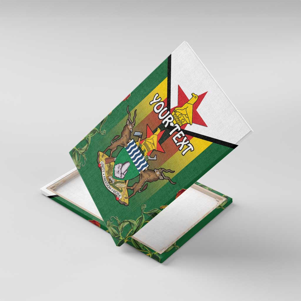 Personalised Zimbabwe Independence Day Canvas Wall Art Coat Of Arms Fire Lilies