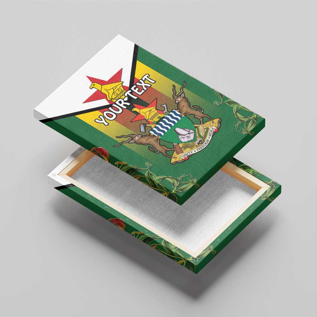 Personalised Zimbabwe Independence Day Canvas Wall Art Coat Of Arms Fire Lilies