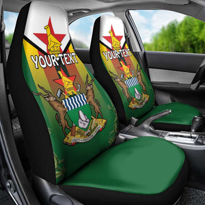 Personalised Zimbabwe Independence Day Car Seat Cover Coat Of Arms Fire Lilies