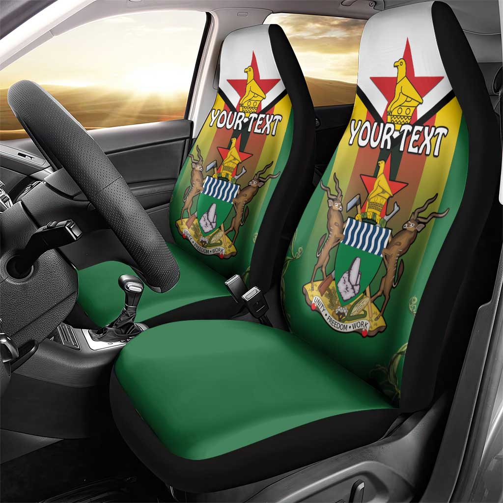 Personalised Zimbabwe Independence Day Car Seat Cover Coat Of Arms Fire Lilies