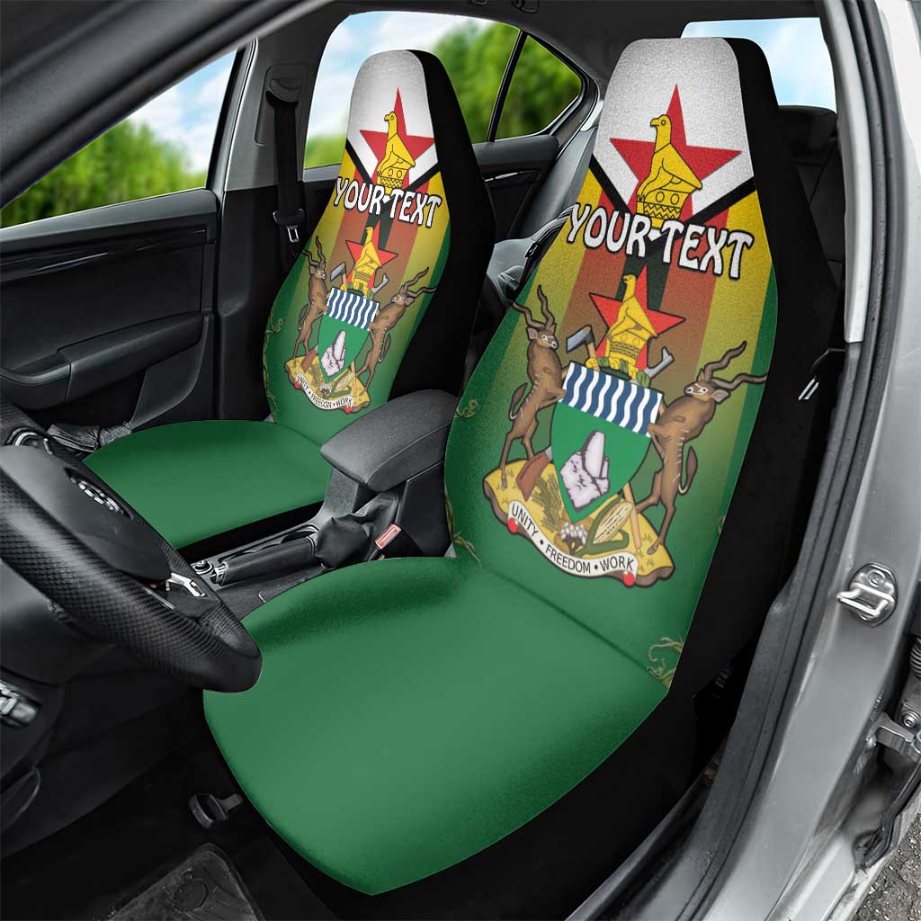 Personalised Zimbabwe Independence Day Car Seat Cover Coat Of Arms Fire Lilies