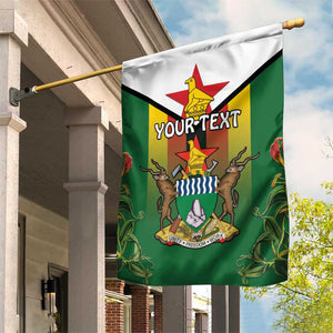 Personalised Zimbabwe Independence Day Garden Flag Coat Of Arms Fire Lilies
