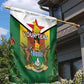 Personalised Zimbabwe Independence Day Garden Flag Coat Of Arms Fire Lilies