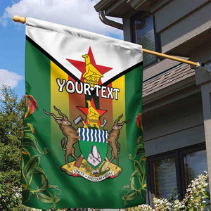 Personalised Zimbabwe Independence Day Garden Flag Coat Of Arms Fire Lilies