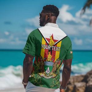 Personalised Zimbabwe Independence Day Hawaiian Shirt Coat Of Arms Fire Lilies