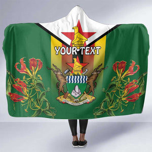 Personalised Zimbabwe Independence Day Hooded Blanket Coat Of Arms Fire Lilies
